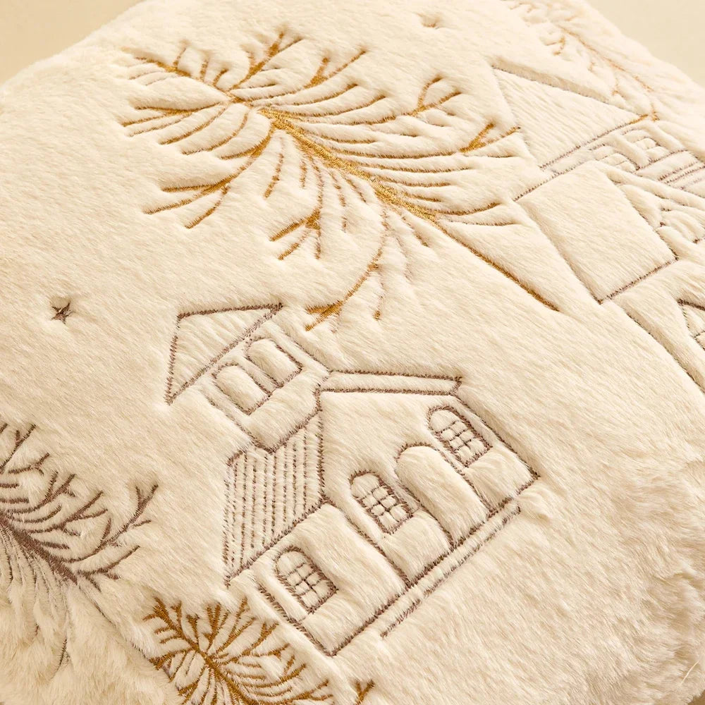 Weihnachtskissenbezug – Plüsch Bestickt – Wohndekor