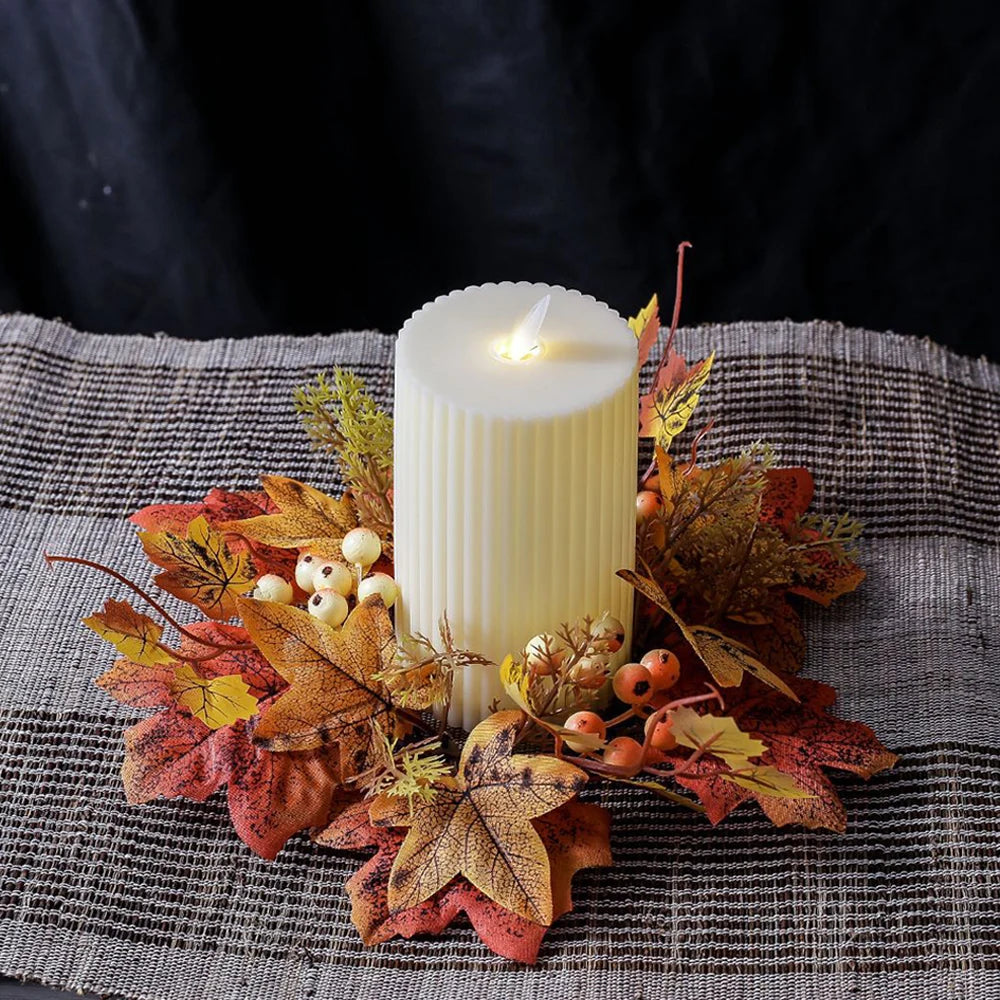 Simulierter Ahornblatt-Kerzenhalter – PE Herbststil – 25cm Durchmesser