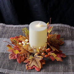 Simulierter Ahornblatt-Kerzenhalter – PE Herbststil – 25cm Durchmesser