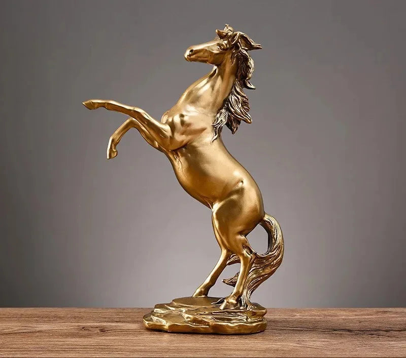 Goldenes Pferd Ornament – Harz Tier Design – Wohnzimmer Dekoration