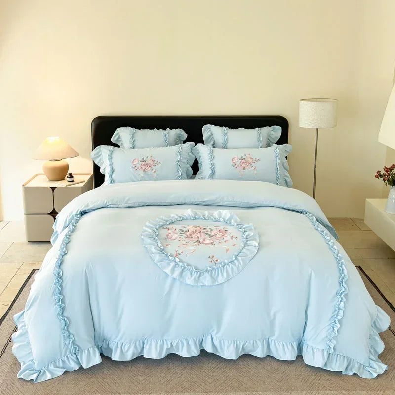 Stickerei Bettset – Rosa Mikrofaser – King & Queen Grössen