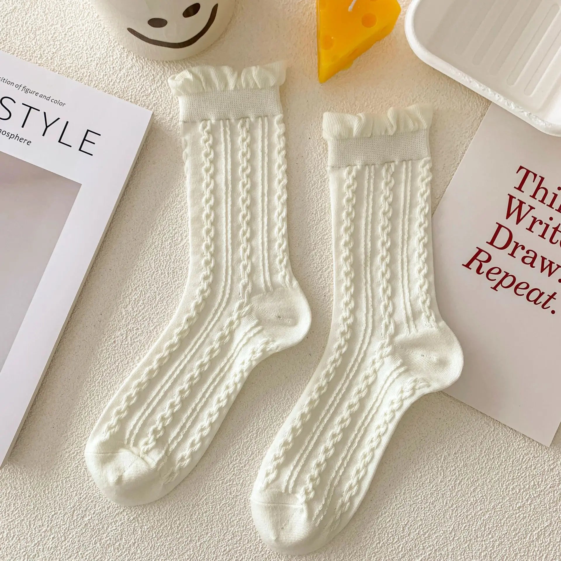 Blumenmuster Socken – Weiches atmungsaktives Set