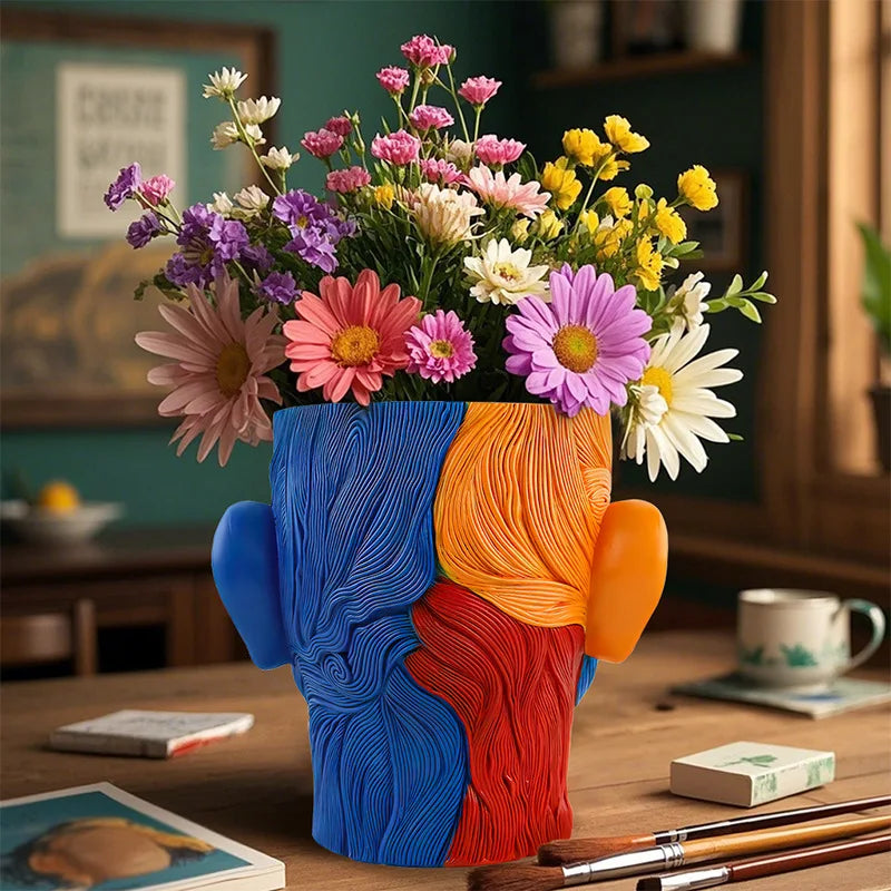 Fauvism Blumentopf – Kunstharz Design – 15cm Blau