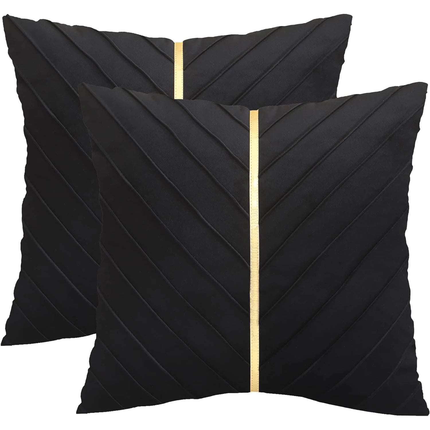 Samt Kissenbezug – Gold Leder Patchwork – 45x45cm