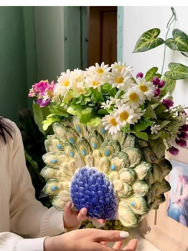 Keramikvase – Pastoral Handbemalt Pfingstrose – 28x14x23cm