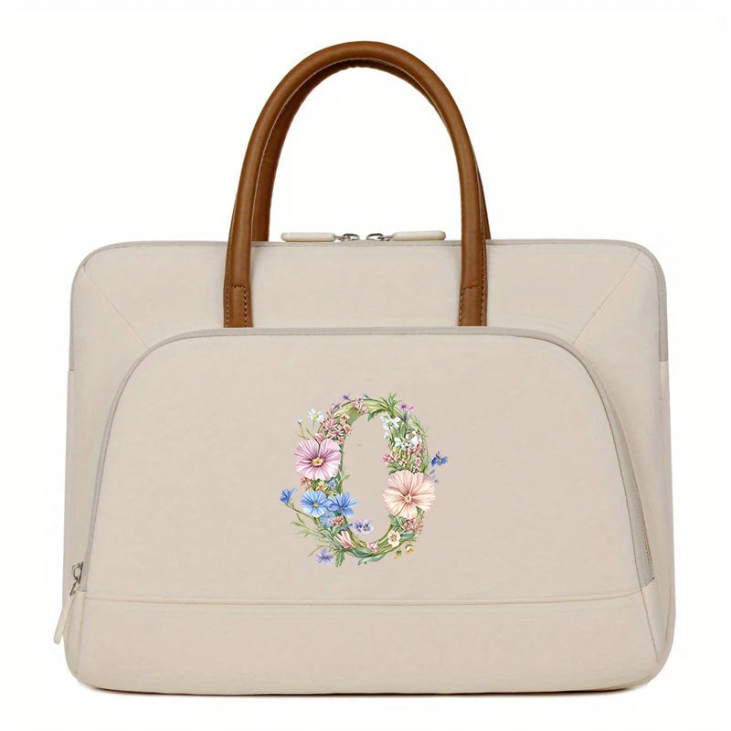 Laptop-Aktentasche - Florales Polyester - Grosses Volumen