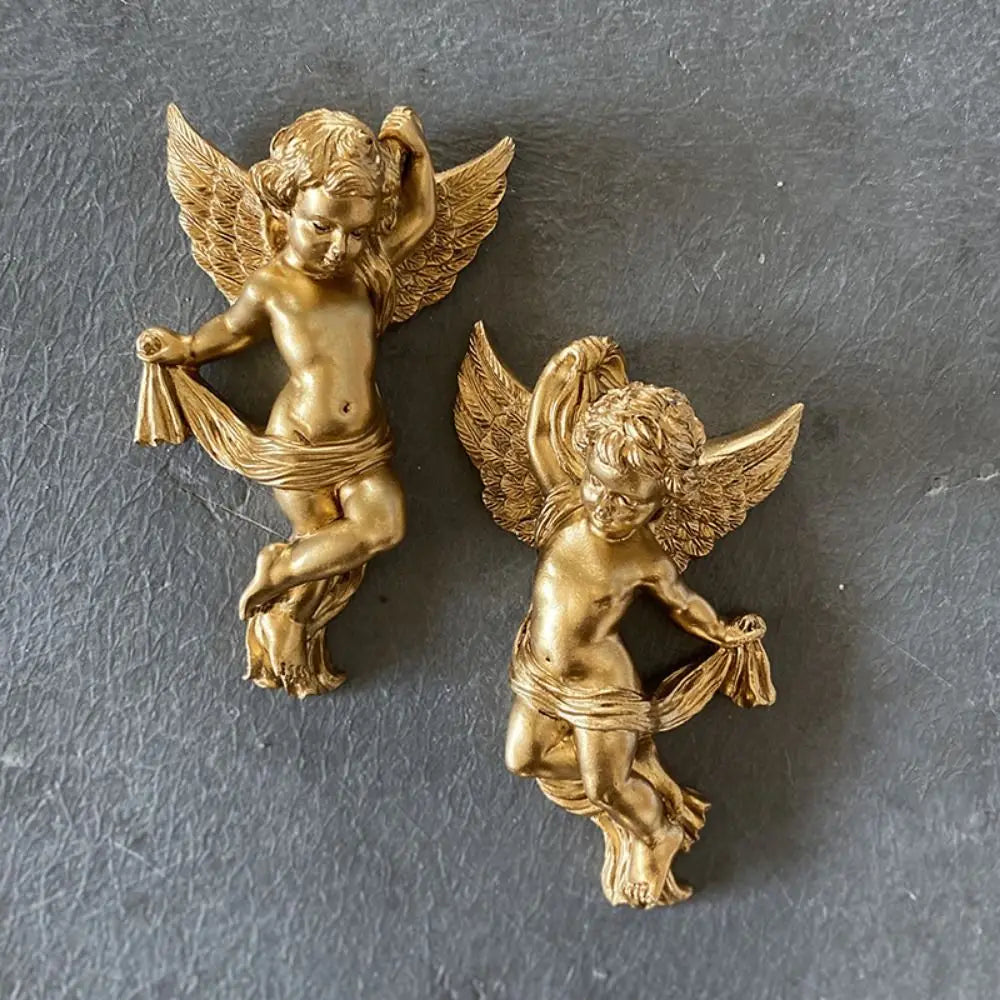 Cherub-Engel-Statuen – Goldenes Harz 14x8cm