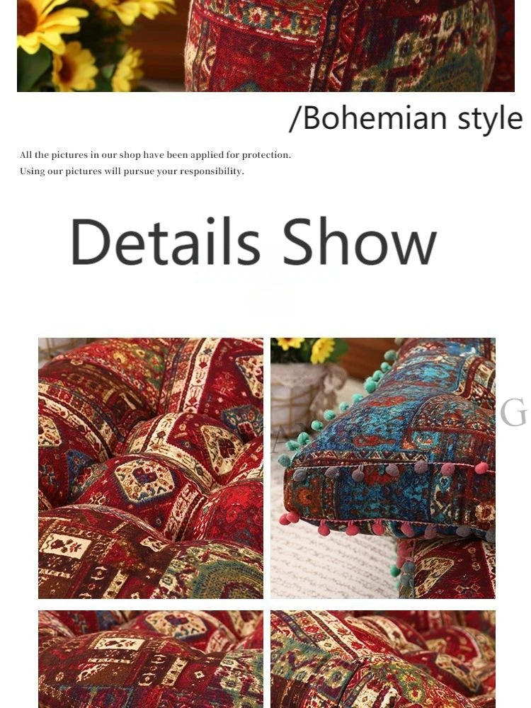 Boho Tatami Sitzkissen – Florales Design 40x40cm