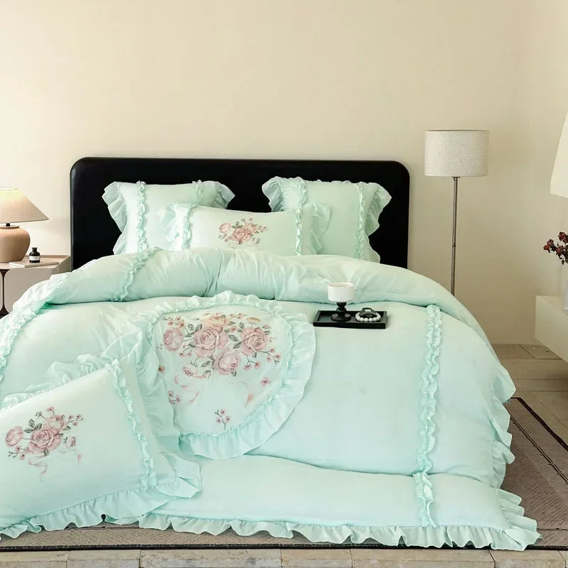 Stickerei Bettset – Rosa Mikrofaser – King & Queen Grössen