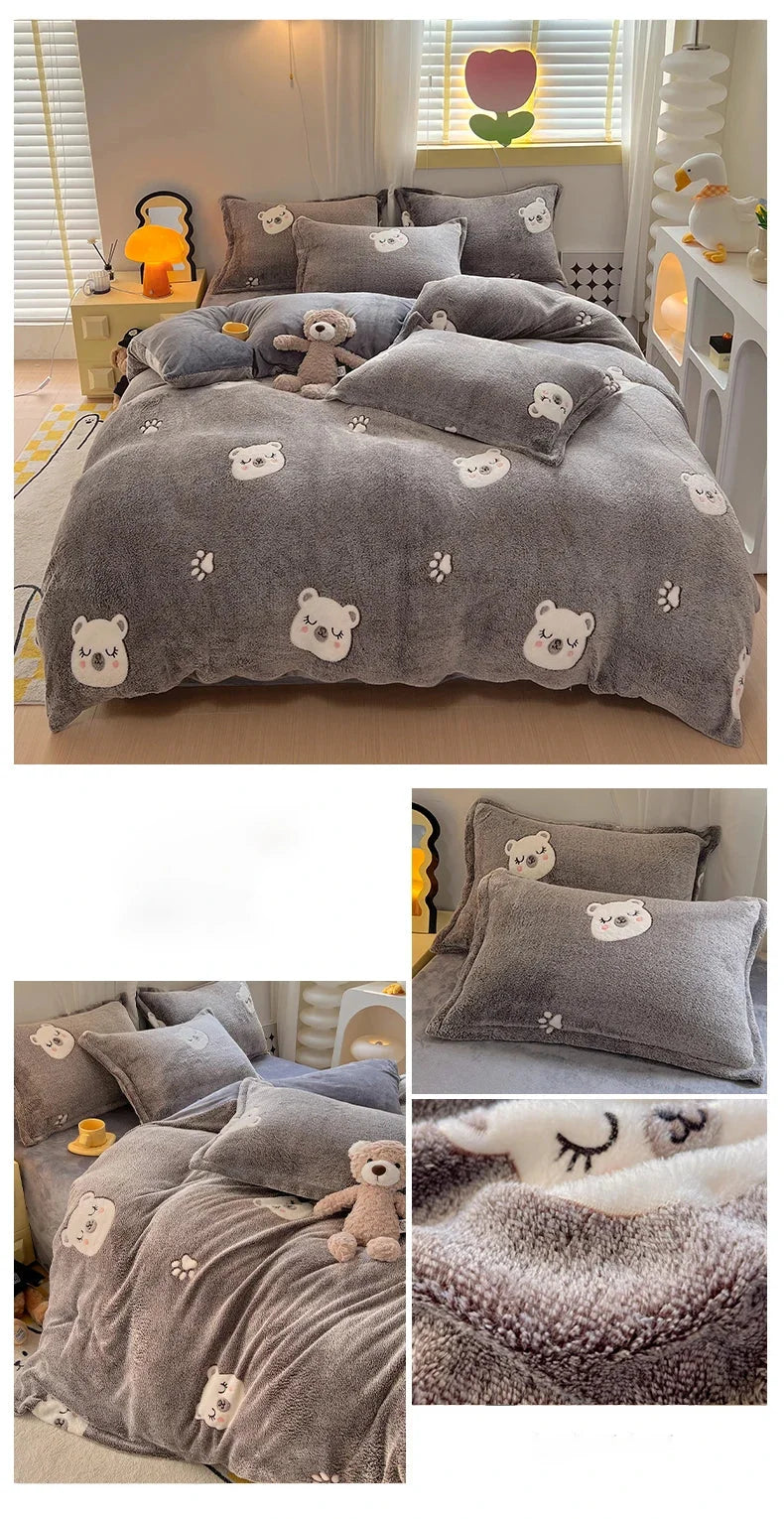 Blumendruck Bettbezug - Flauschiges Fleece - King Grösse