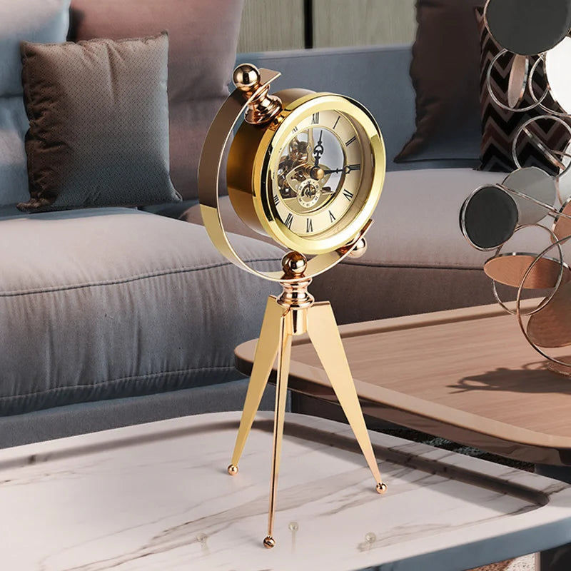 Moderne Metall-Tischuhr – Leichter Luxus, Rund