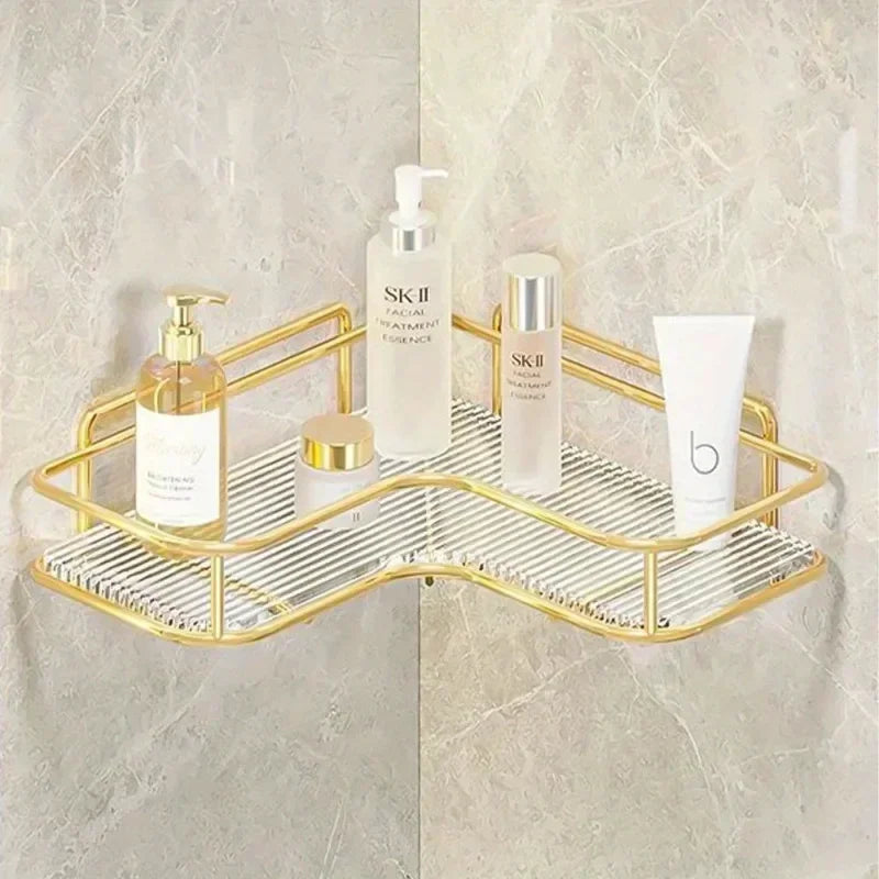 Goldene Badezimmerregale – Edelstahl – Wandmontage