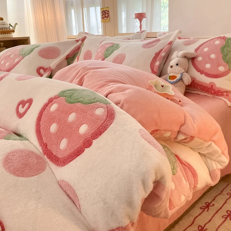 Milchvelours Bettbezug – Blumen Wendeoptik – Verschiedene Grössen