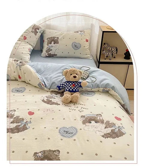 Blumen Bettwäsche Set – Cartoon Stil – Universalgrösse