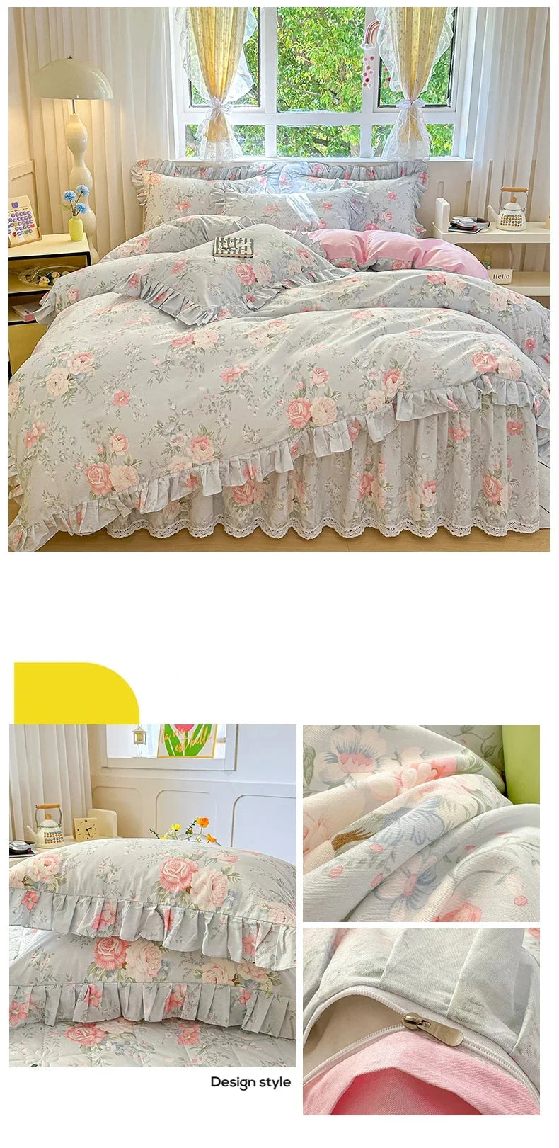 Baumwoll-Bettbezug – Koreanischer Stil Spitze – 150x200cm