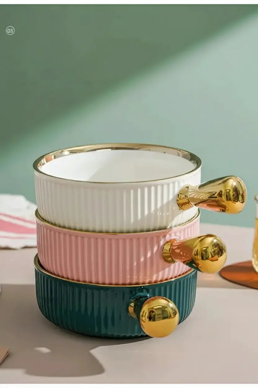 Keramikschale – Modernes Bone China mit Goldrand