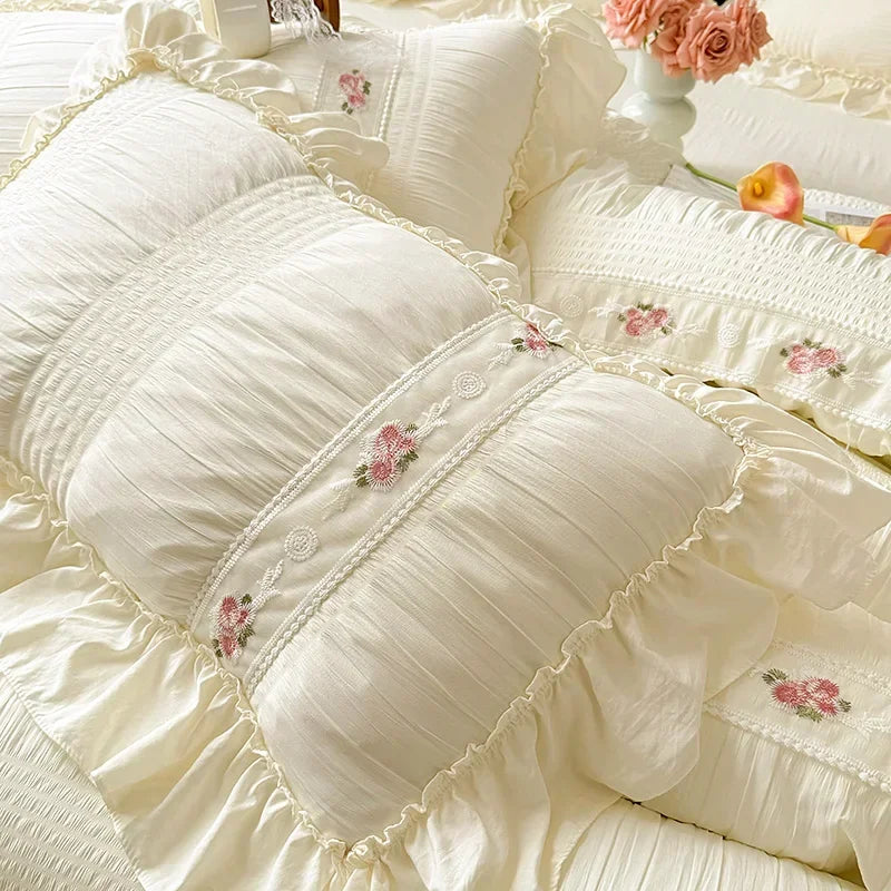 Koreanisches Prinzessin Bettwäsche Set – Baumwolle Rüschen 200x230cm