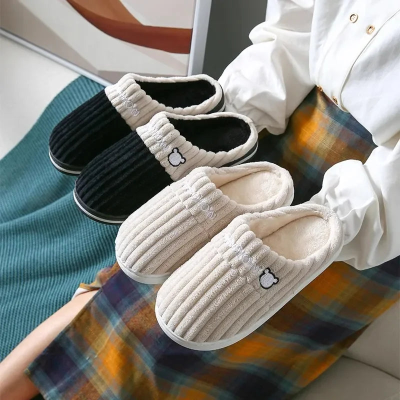 Baumwollhausschuhe – Cord & Plüsch – Heimkomfort