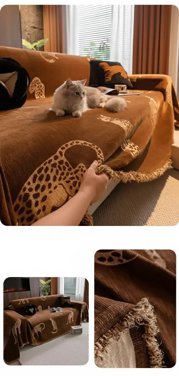 Chenille Möbelüberwurf – Jacquard Strick Kratzschutz 180x130cm