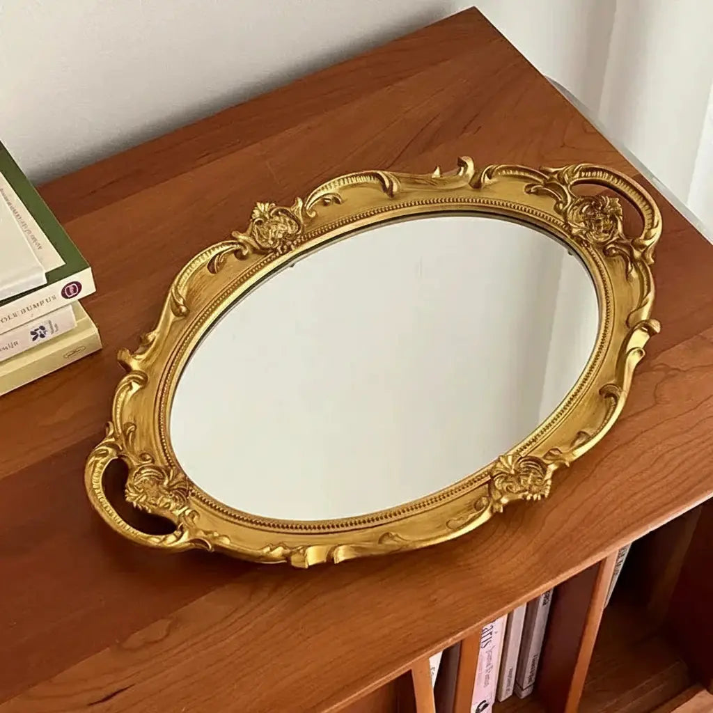 Vintage Spiegelglas Tablett – Retro Design und Facetten