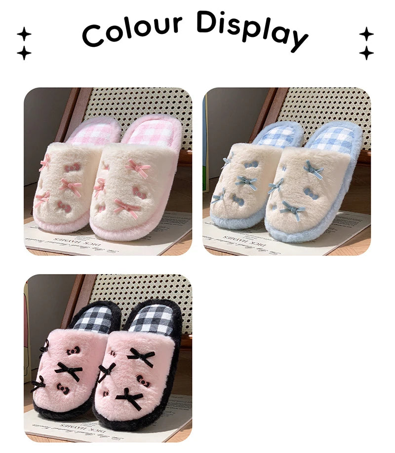 Damen Hausschuhe – Plüsch Cartoon Design – Flacher Absatz, Indoor