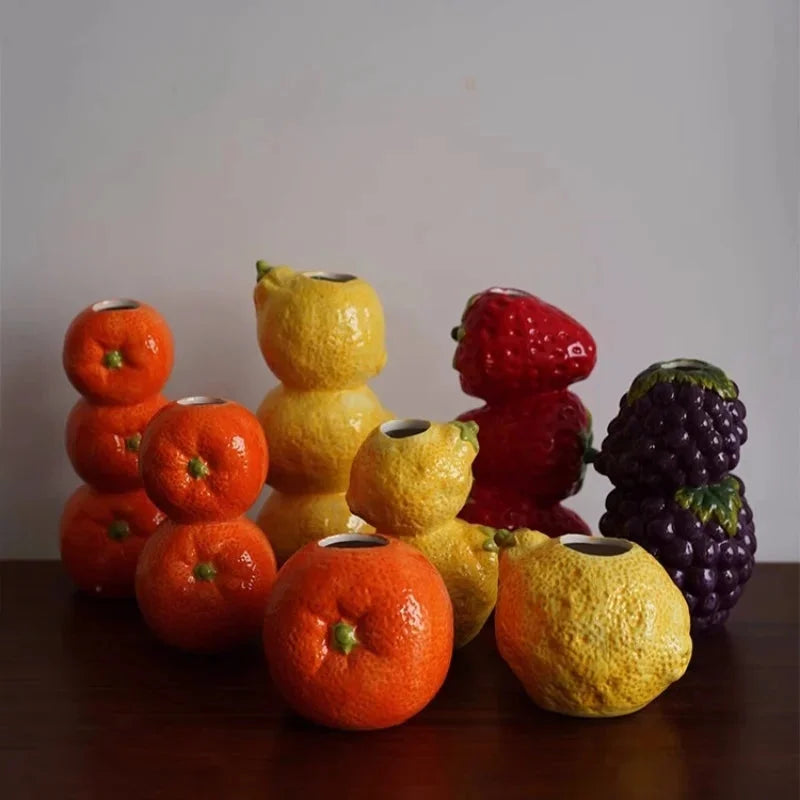 Fruchtförmige Vase – Keramik Vintage – Zitrone 12x4x10cm