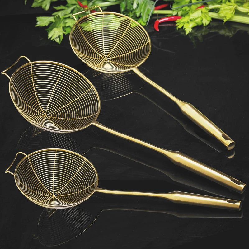 Edelstahl Schaumlöffel – Gold Design – 13-19.5cm Stiel