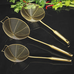 Edelstahl Schaumlöffel – Gold Design – 13-19.5cm Stiel