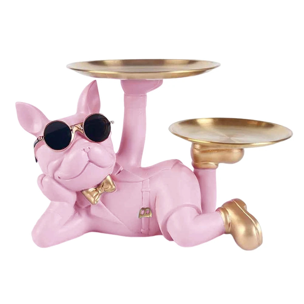 Bulldog Resin Skulptur – Stilvolles Tablett Heimdeko