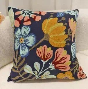 Grüne Blatt Stickerei Kissenbezug – Modernes Baumwolle 45x45cm