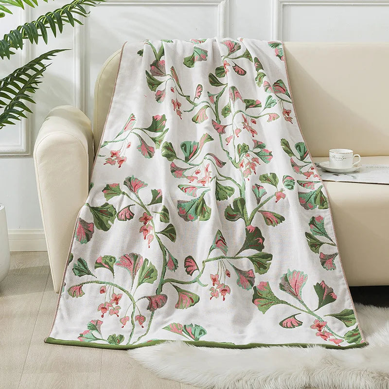 Luxus Badetuch – Baumwollgaze Blumen – 90x180cm