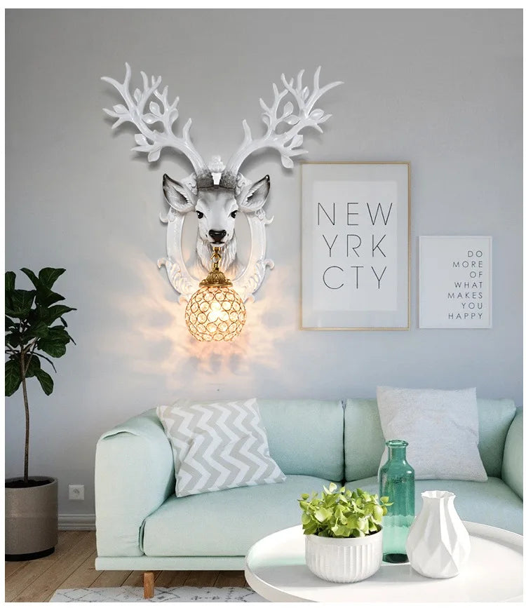 LED Wandlampe – Harz Hirsch Art Deco – Wohnzimmer