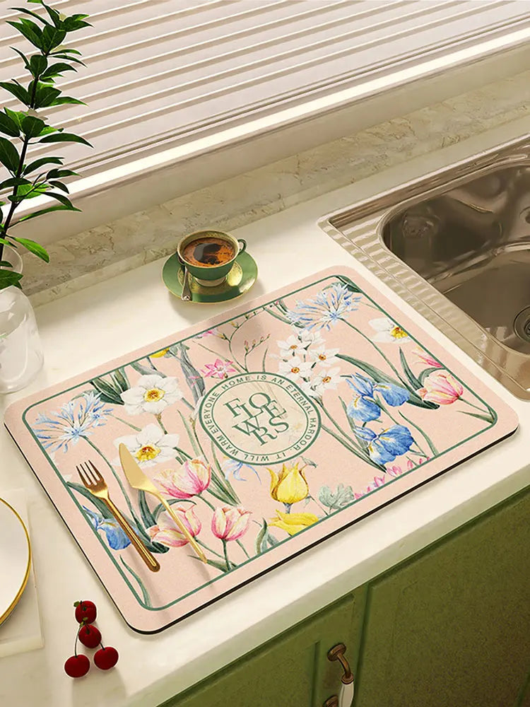 rechteckige diatomschlamm-matte in farbe 7 mit grösse 40x50 cm, japanischer stil, ideal für küche