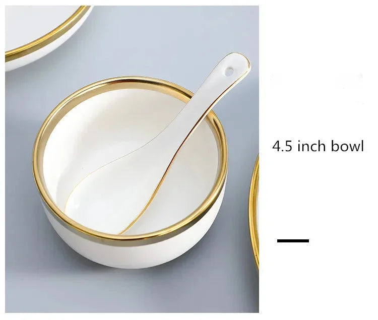 Porzellangeschirr – Weiss mit Goldrand – Vielseitige Sets