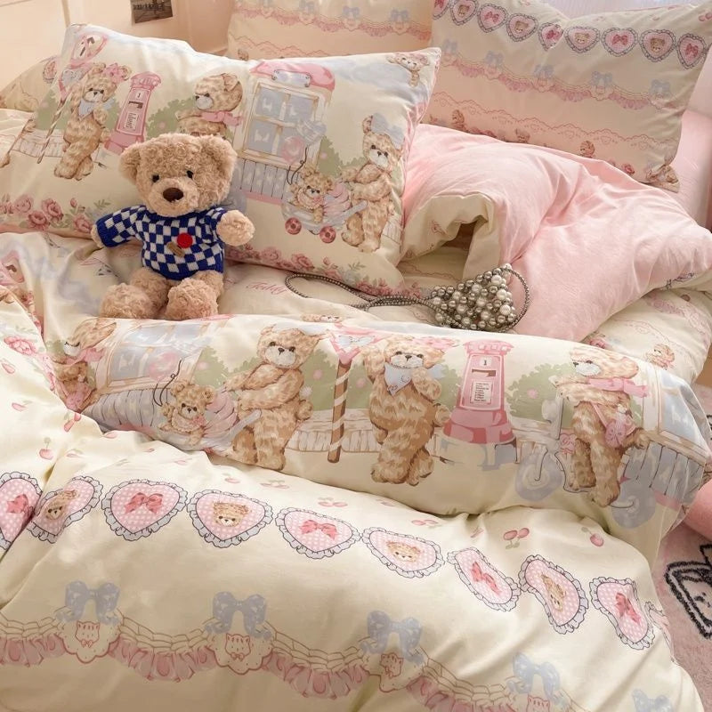 Blumen Bettwäsche Set – Cartoon Polyester – Queen 200x230cm