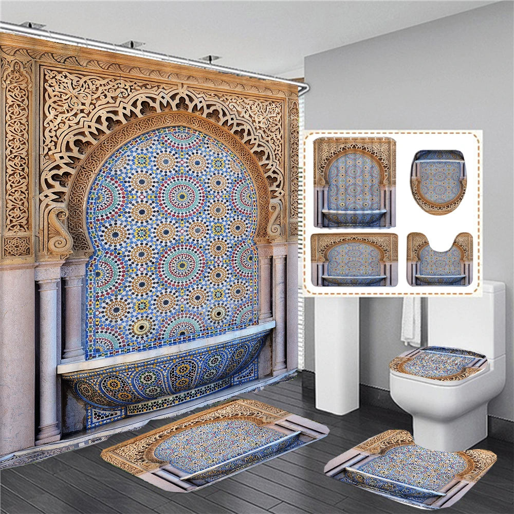 3D Duschvorhang – Marokkanischer Stil – 180x180cm