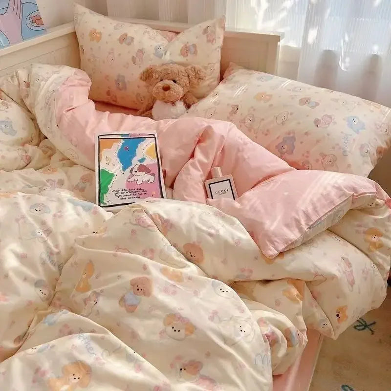 Süsse Mädchen-Bettwäsche – Cartoon-Polyester – Twin, Queen, Full