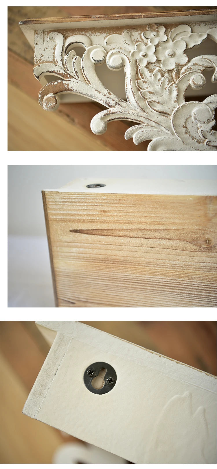 Französisches Regal – Weiss Antik, 31 Zoll