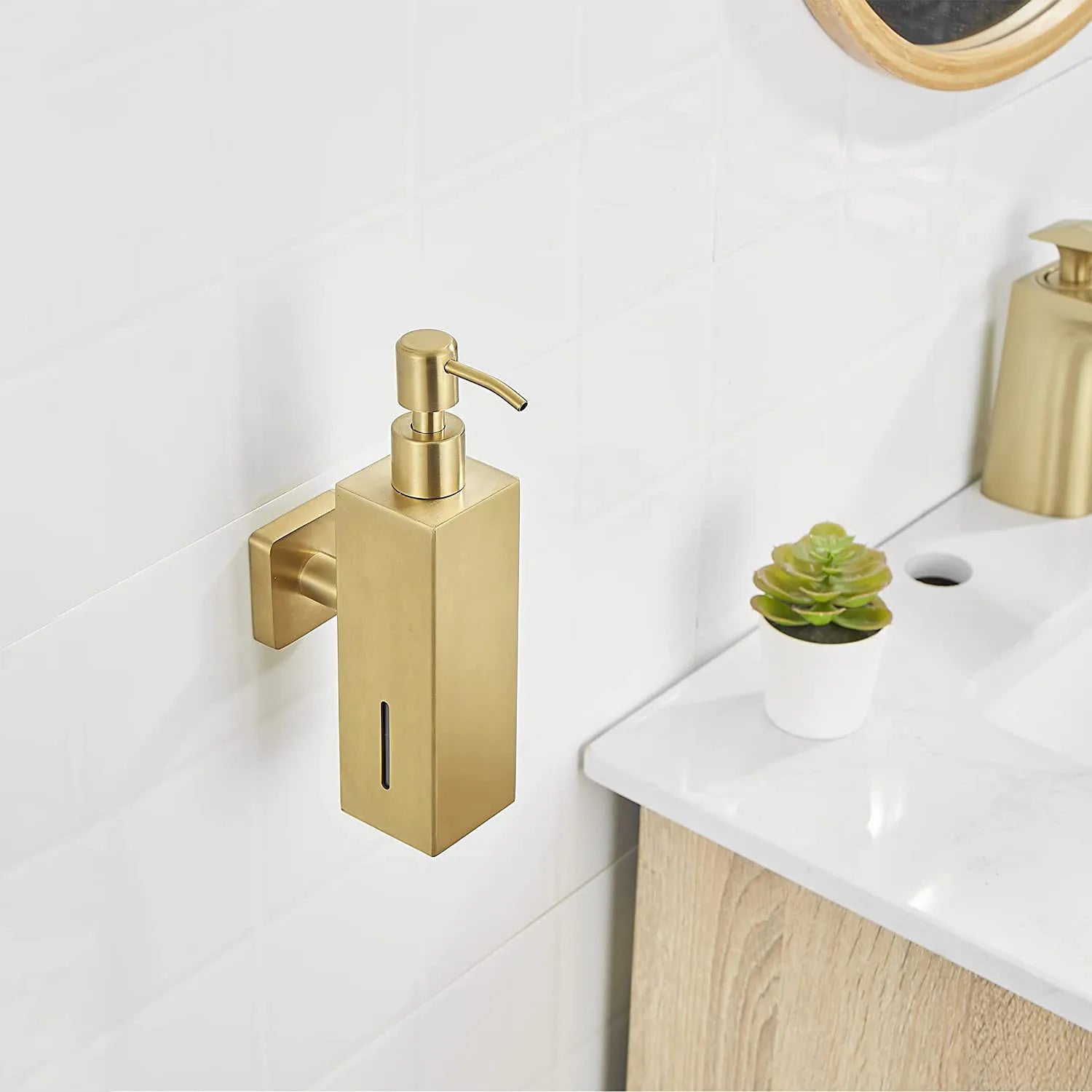Wandseifenspender – Gebürstetes Gold Edelstahl – Badezimmer
