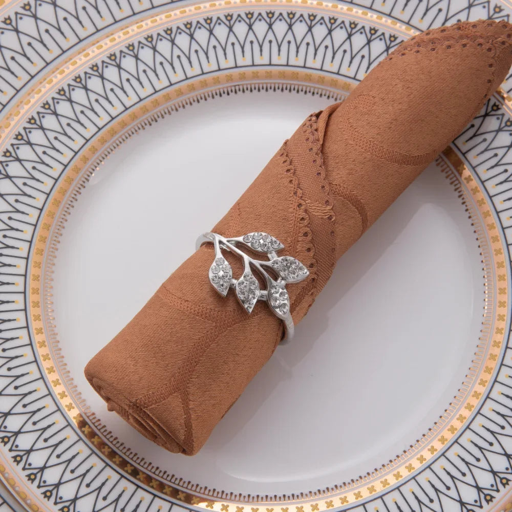 Serviettenringe – Elegantes Blatt-Design – Metallset