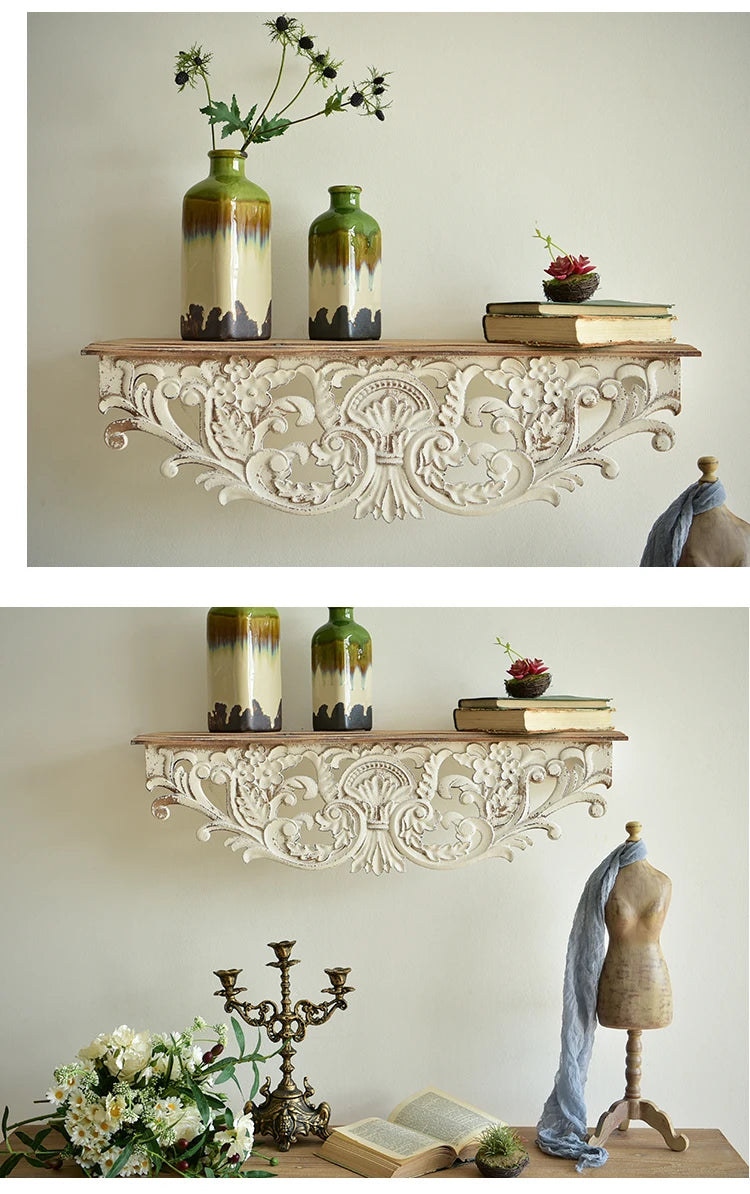 Französisches Regal – Weiss Antik, 31 Zoll