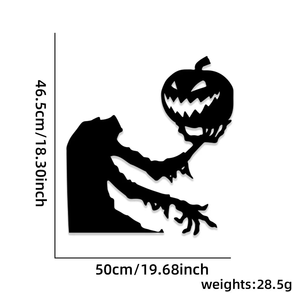 Halloween-Aufkleber – Filzskelett & Kürbis – Türdeko
