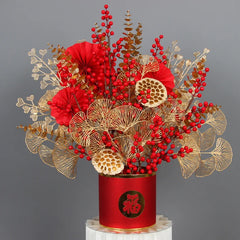 Goldene Blumenarrangement – Stilvolle Seide – 67-84 cm