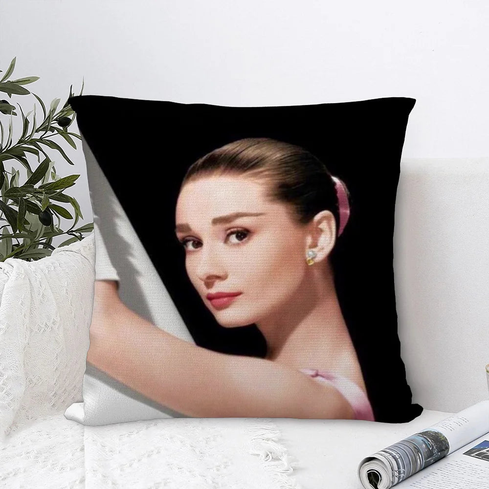 Audrey Hepburn Kissenbezug – Plüsch Polyester – 45x45cm