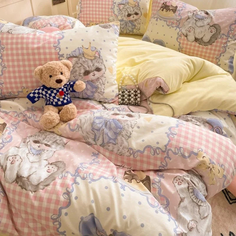 Blumen Bettwäsche Set – Cartoon Polyester – Queen 200x230cm