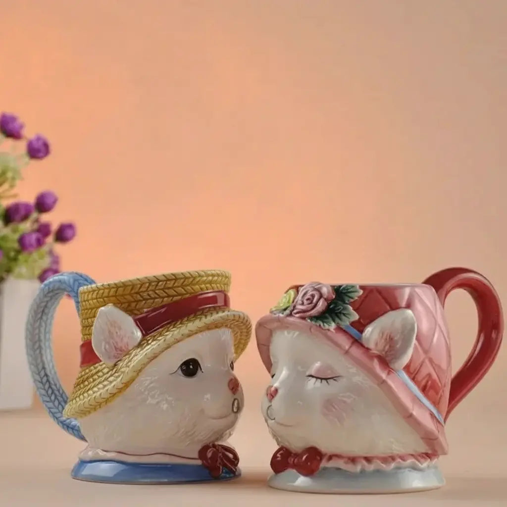 Katzenpaar Tassen – Porzellan Europäisch – Hochzeitsgeschenk Set