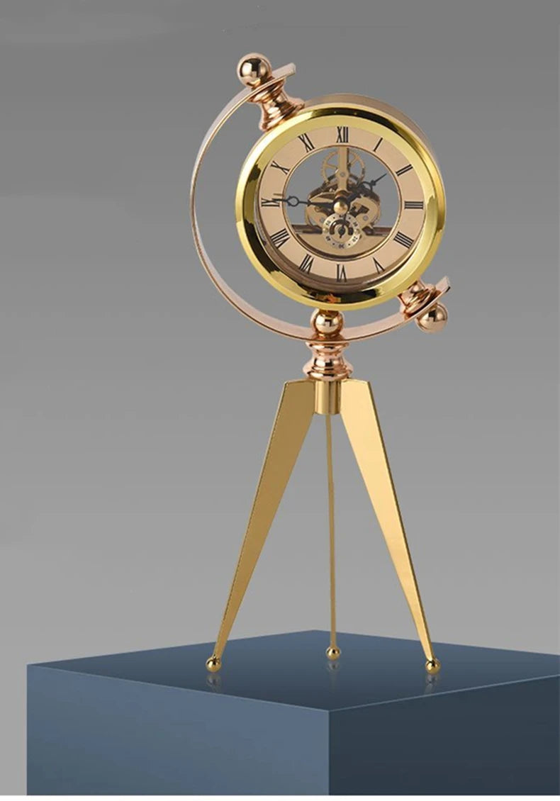 Moderne Metall-Tischuhr – Leichter Luxus, Rund