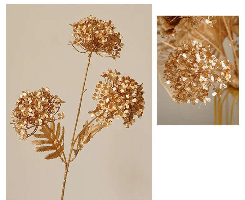 Goldene Blumenarrangement – Stilvolle Seide – 67-84 cm