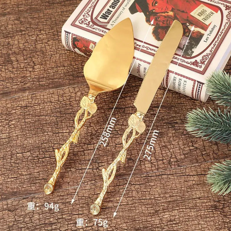 Hochzeitskuchen-Messer Set – Gold Metall Gravur – Jubiläum