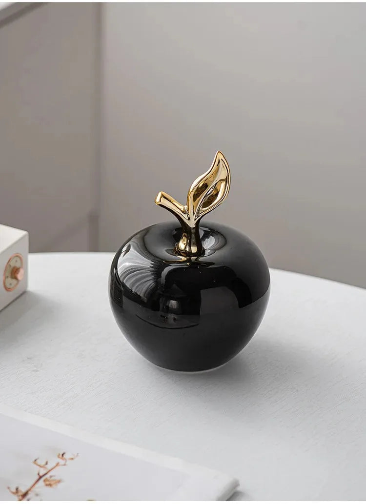 Keramik-Apfelskulptur in modernem Stil, Farbe: Weiss, für Wohnzimmer